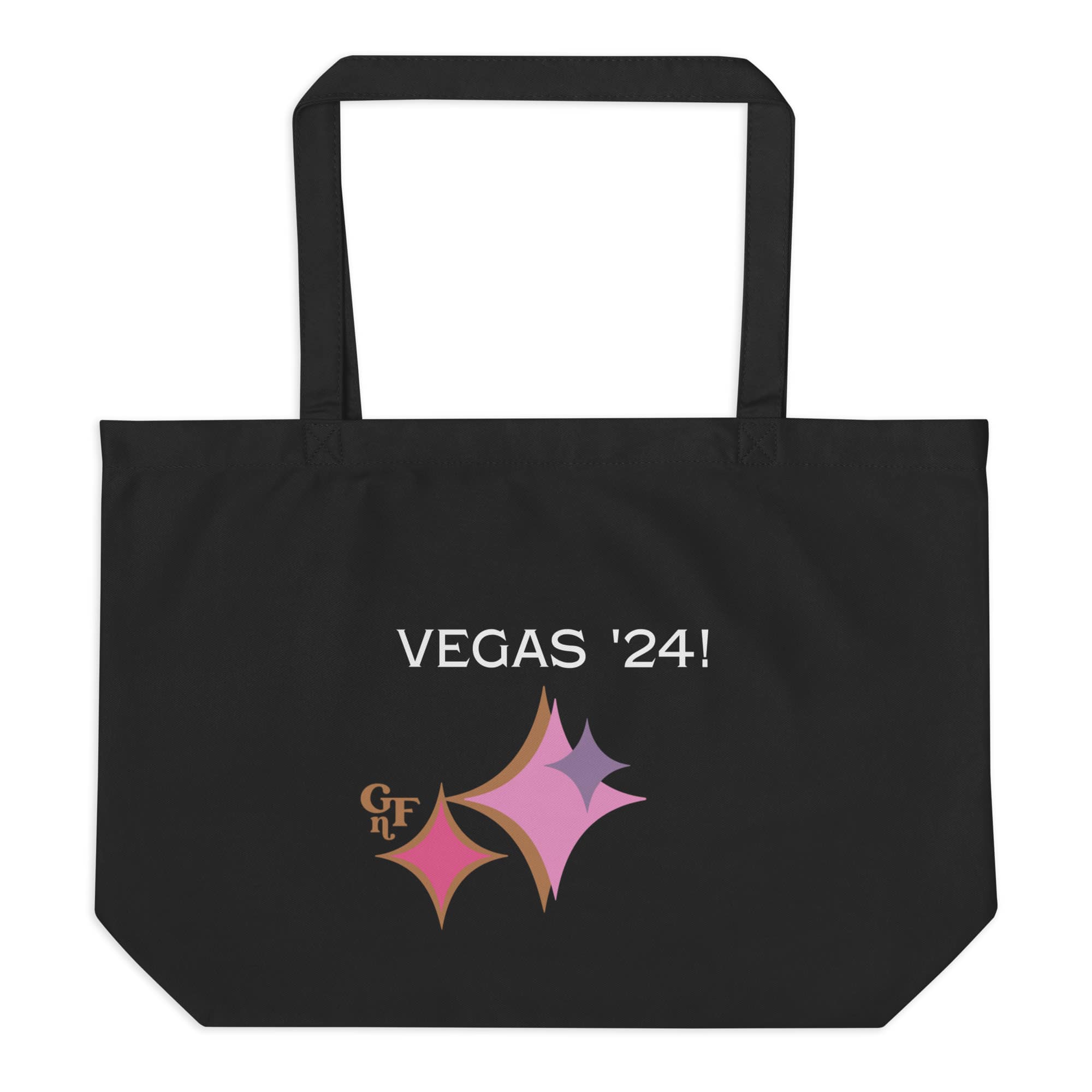 Personalized Diamonds Are A Girl's BFF Girl's Trip Large Eco Cotton Tote - Black - Jewel Diamonds Glam - Image 2