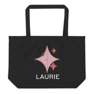 Personalized Diamonds Are A Girl's BFF Girl's Trip Large Eco Cotton Tote - Black - Jewel Diamonds Glam