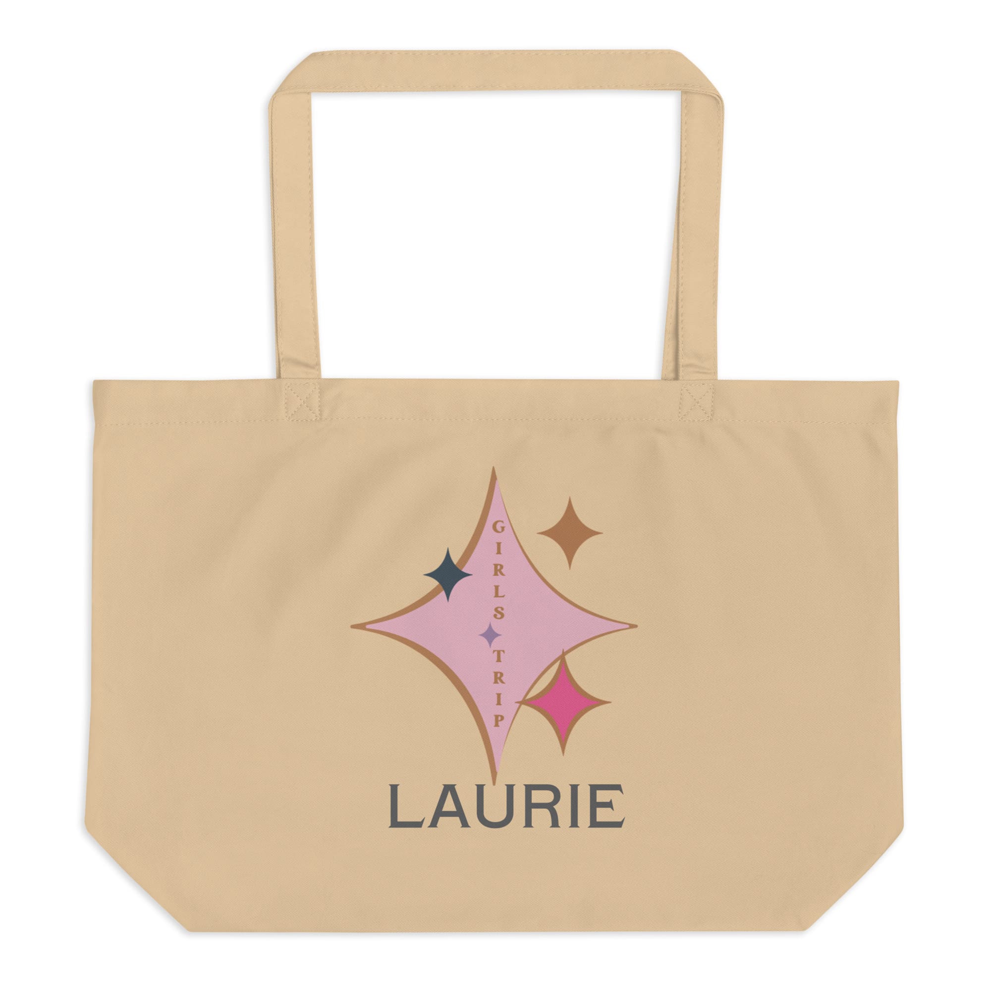 Personalized Girl's Trip Large Eco Cotton Tote Diamonds Are A Girl's BFF- Jewel Diamonds Glam