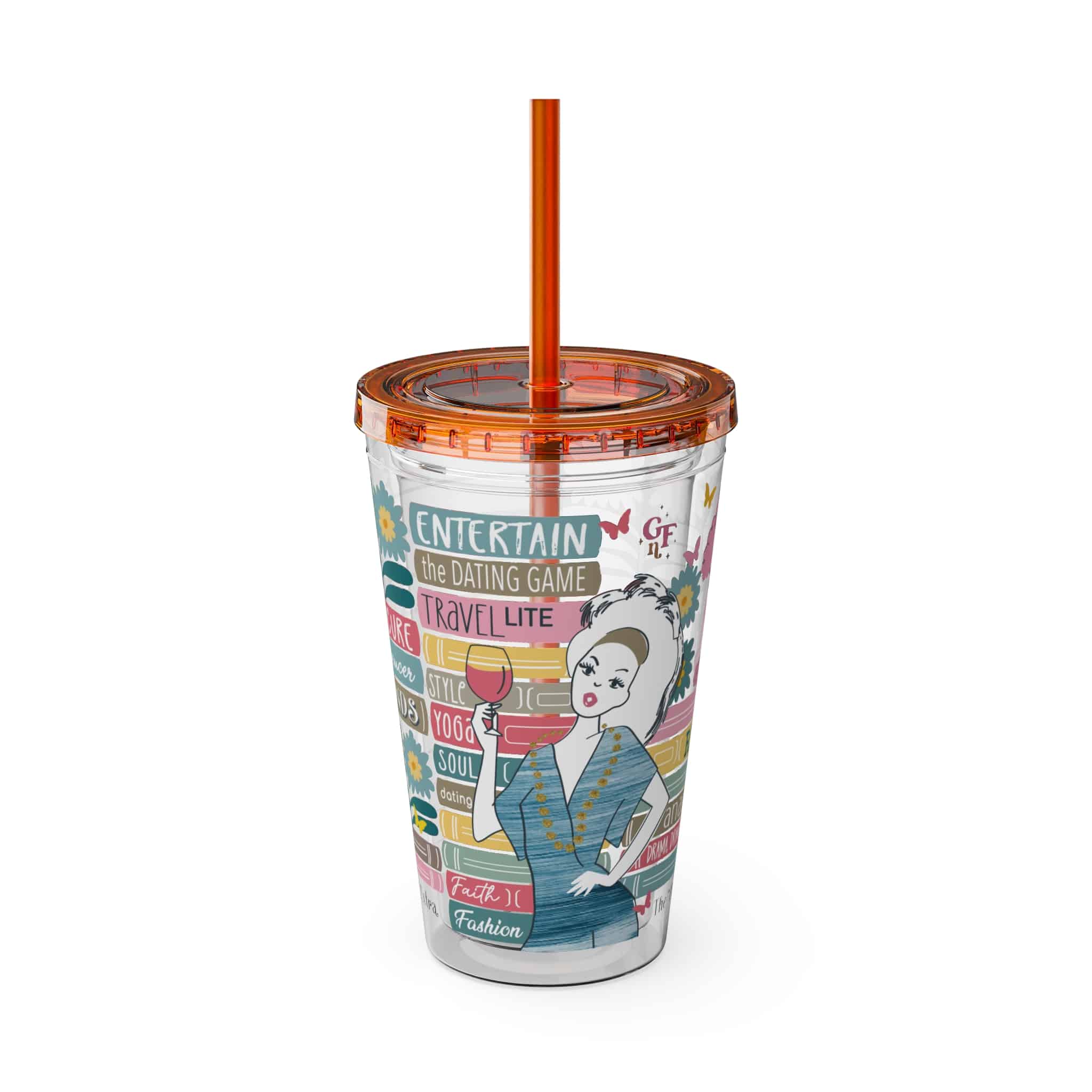 Ms. Extra Sunsplash Tumbler with Straw, 16oz - 2