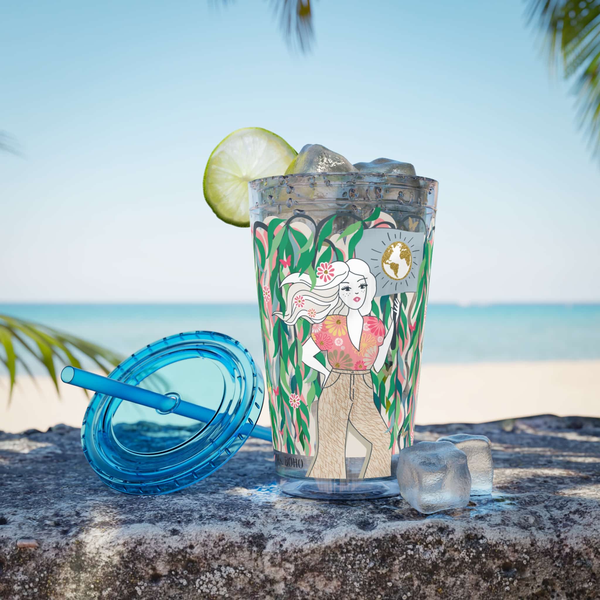 Ms. Boho Sunsplash Tumbler with Straw, 16oz - Image 23