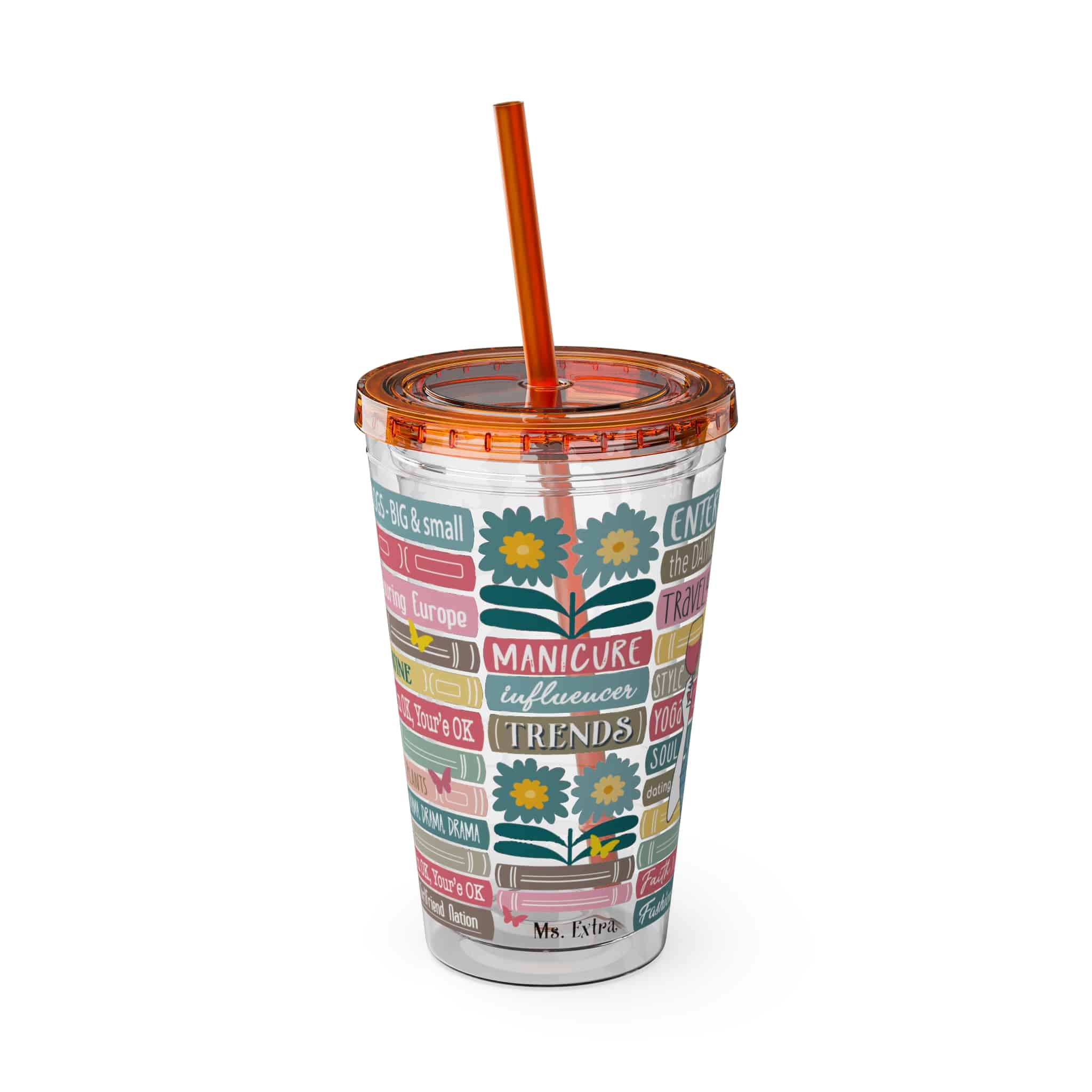Ms. Extra Sunsplash Tumbler with Straw, 16oz - 2 - Image 2