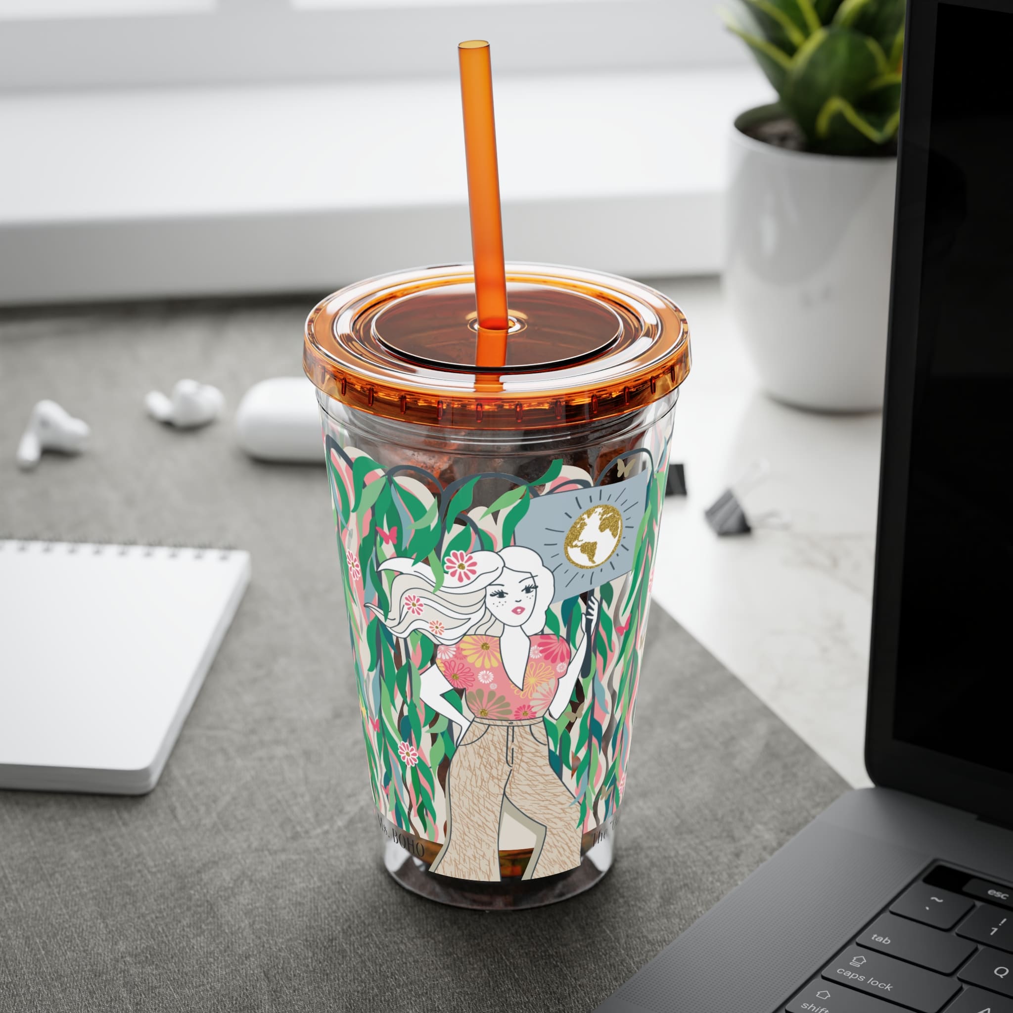 Ms. Boho Sunsplash Tumbler with Straw, 16oz - Image 42