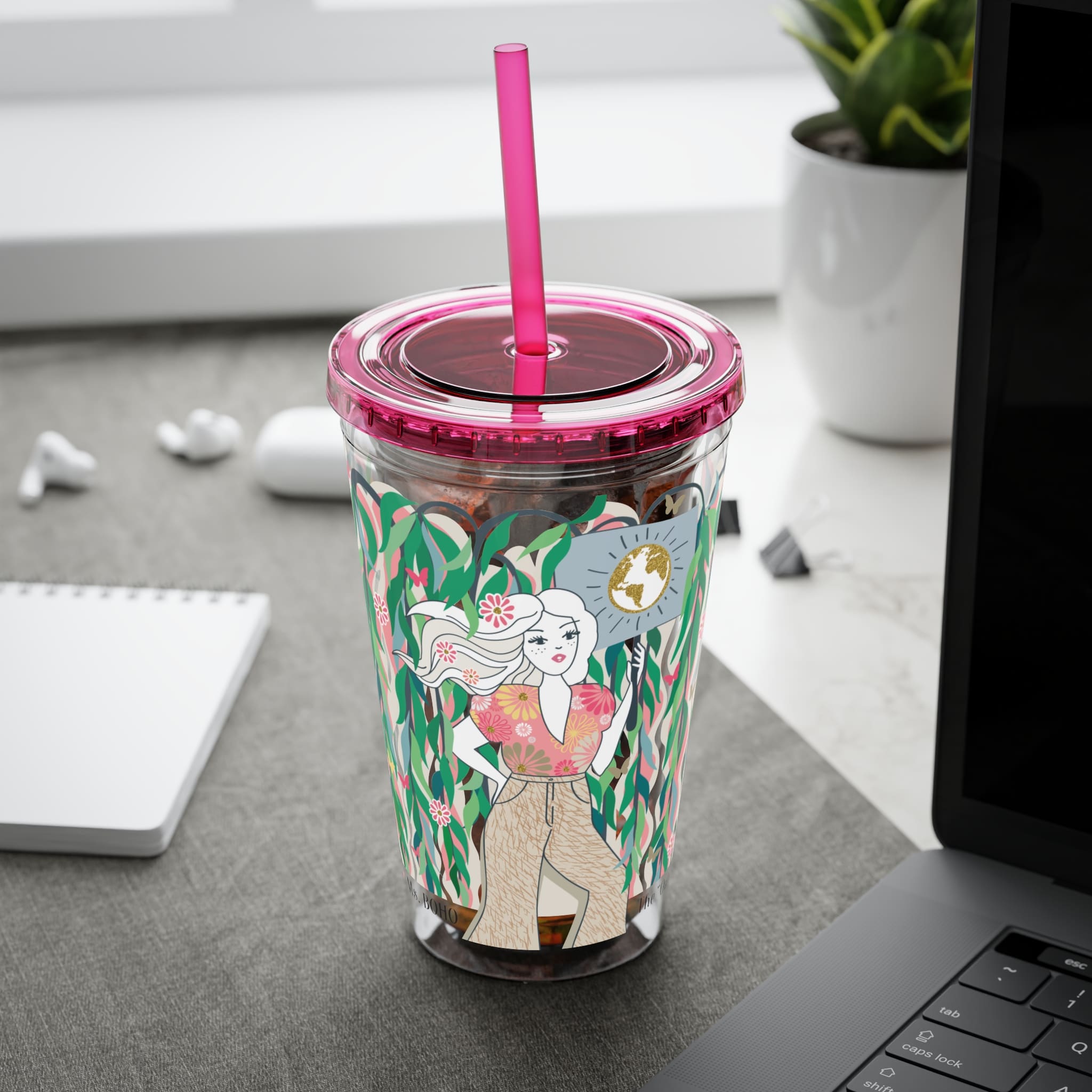 Ms. Boho Sunsplash Tumbler with Straw, 16oz - Image 18
