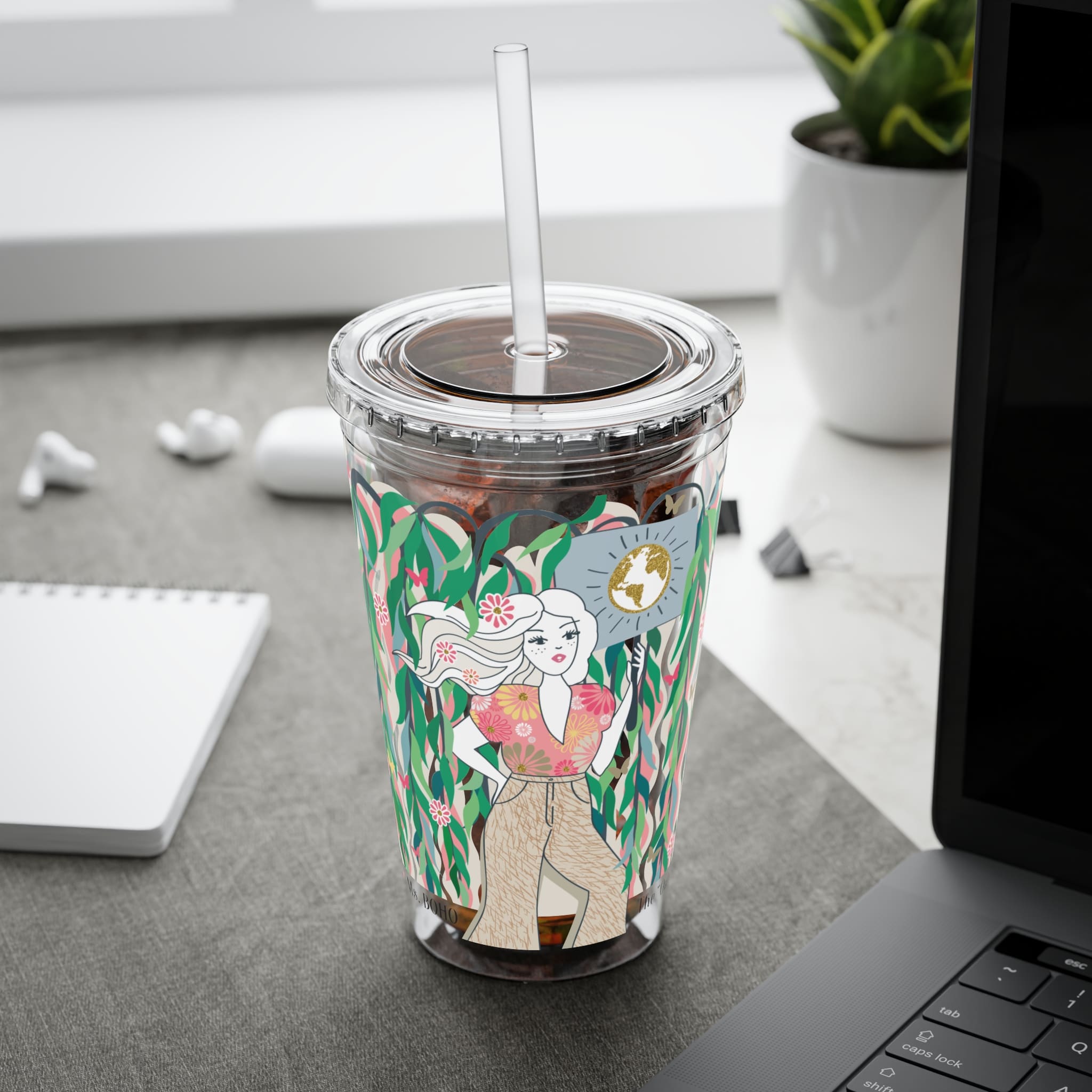 Ms. Boho Sunsplash Tumbler with Straw, 16oz - Image 12