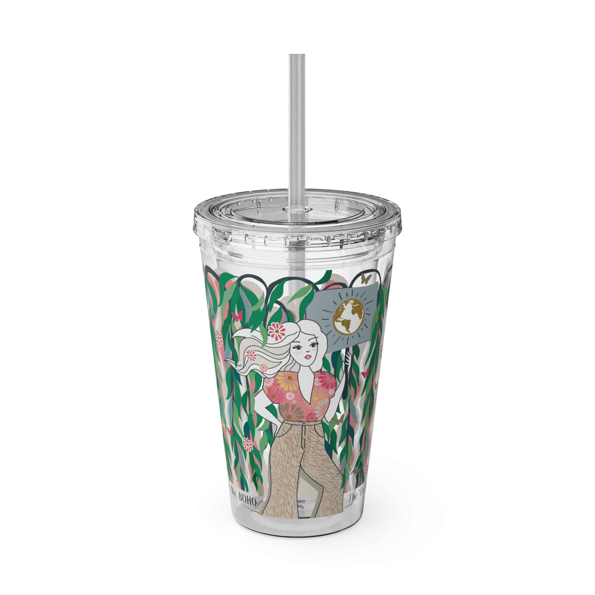 Ms. Boho Sunsplash Tumbler with Straw, 16oz - Image 7