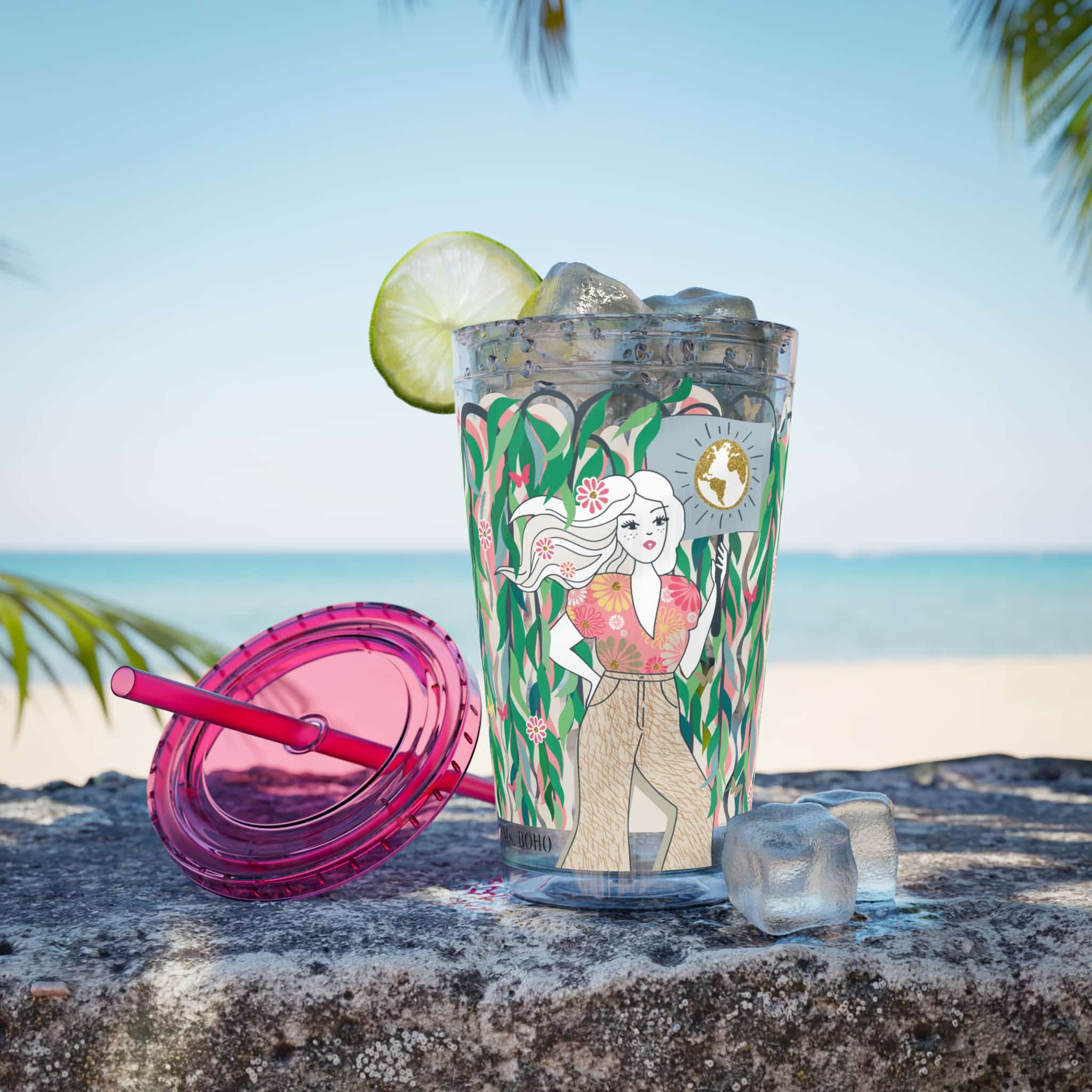 Ms. Boho Sunsplash Tumbler with Straw, 16oz - Image 17