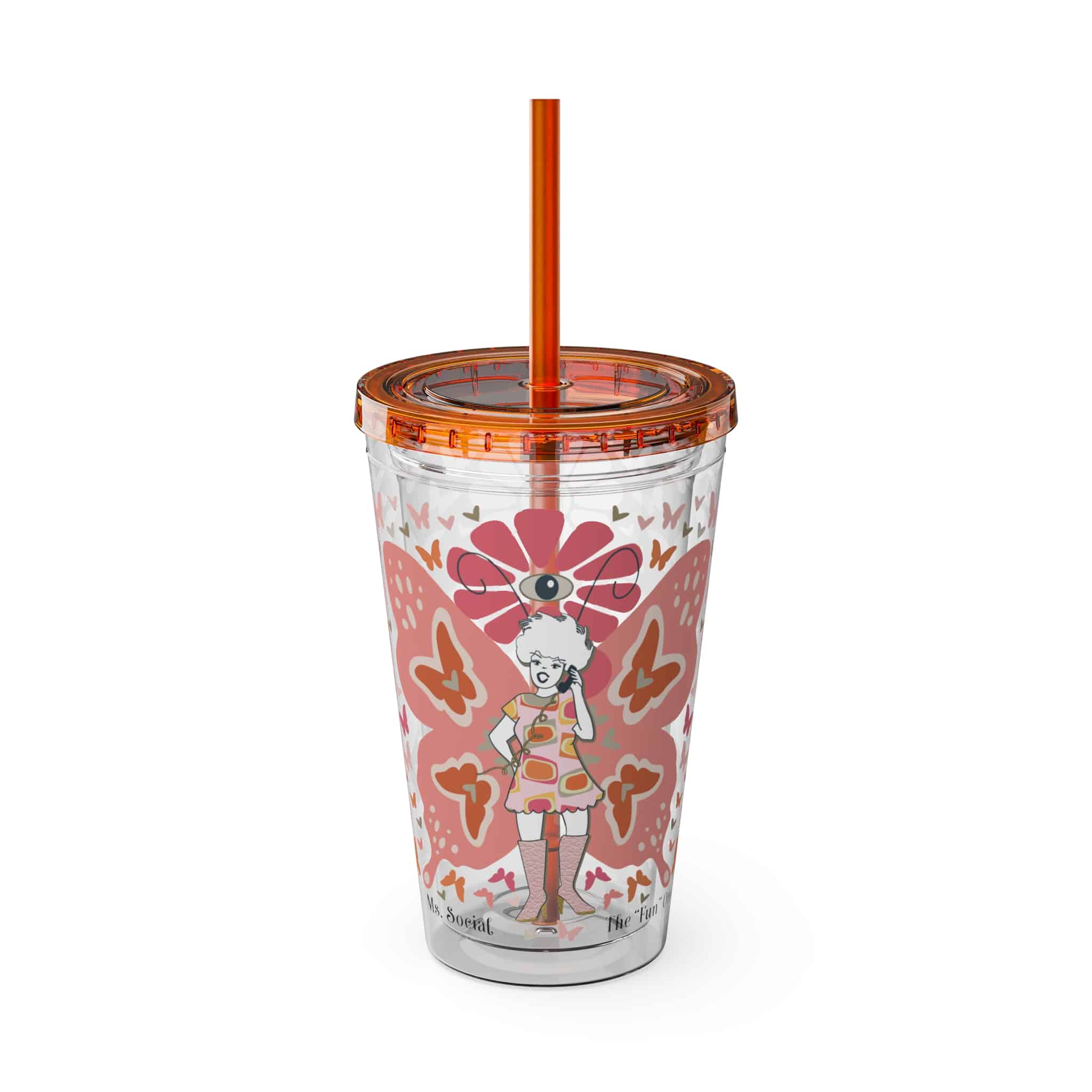 Ms. Social Sunsplash Tumbler with Straw, 16oz