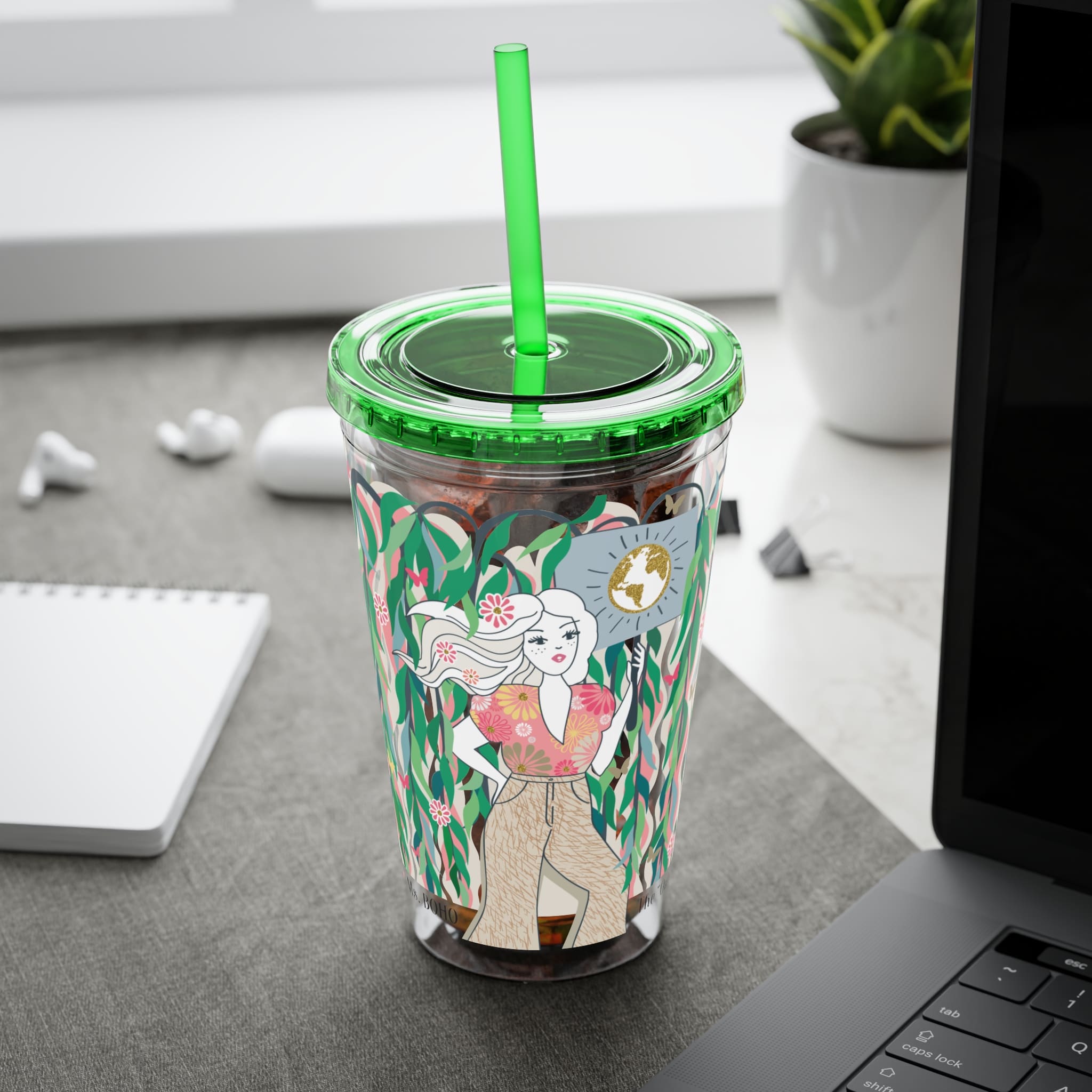 Ms. Boho Sunsplash Tumbler with Straw, 16oz - Image 6