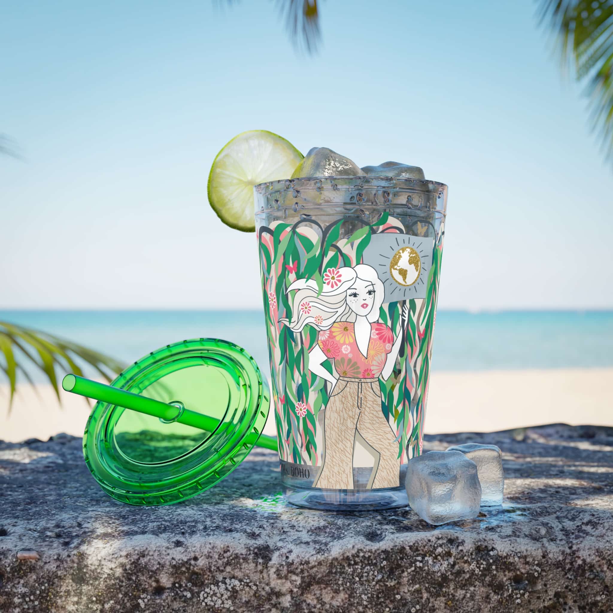 Ms. Boho Sunsplash Tumbler with Straw, 16oz - Image 5