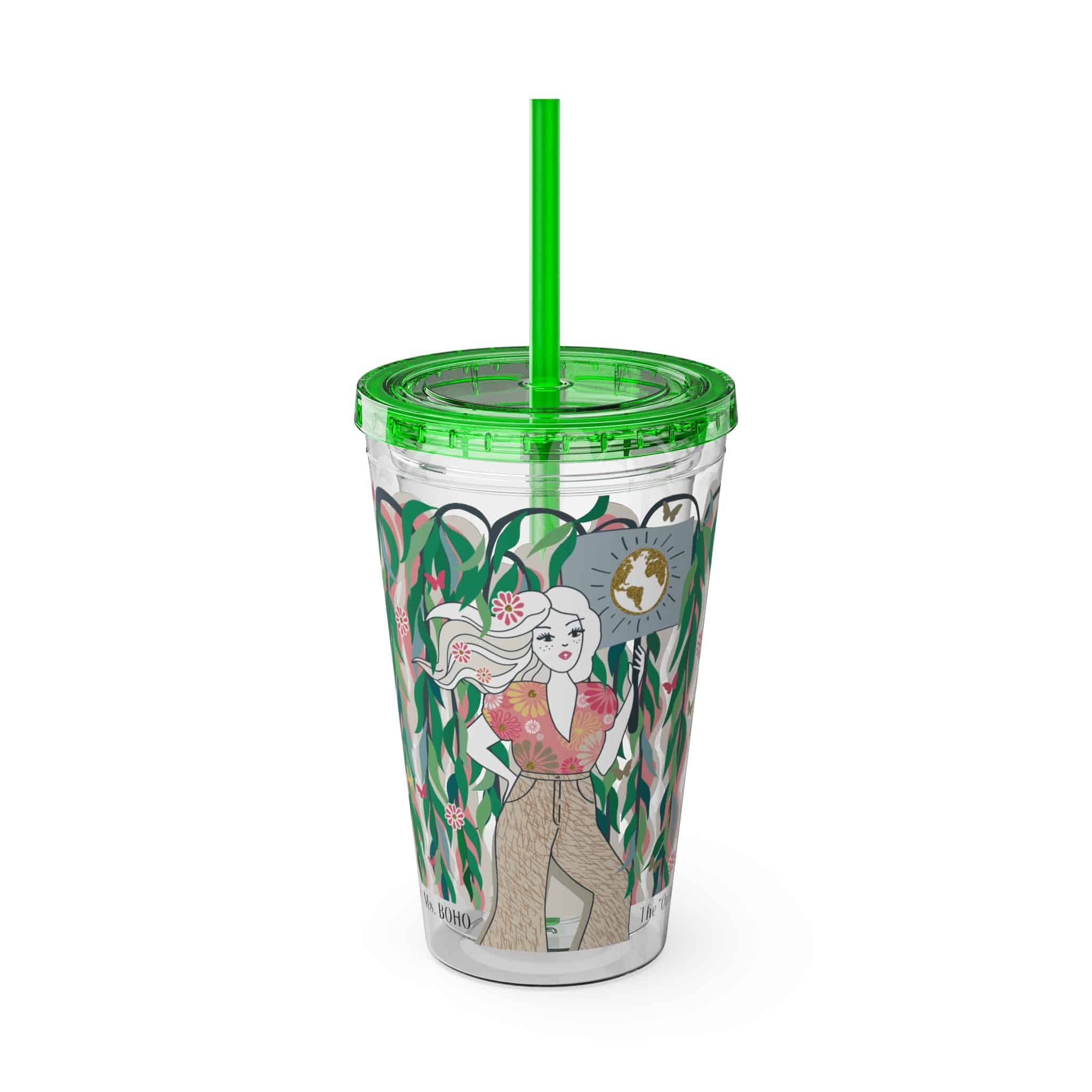 Ms. Boho Sunsplash Tumbler with Straw, 16oz