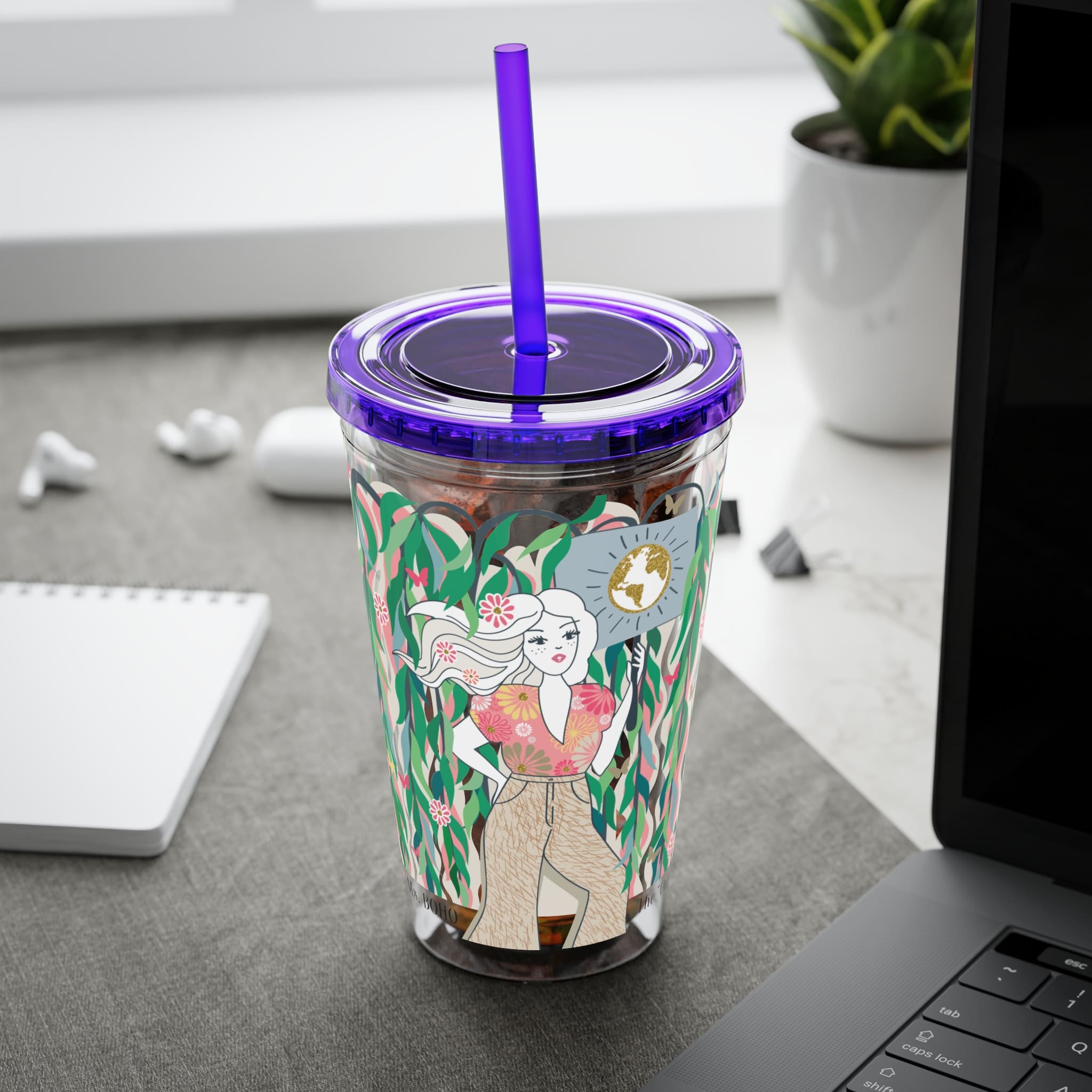 Ms. Boho Sunsplash Tumbler with Straw, 16oz - Image 36