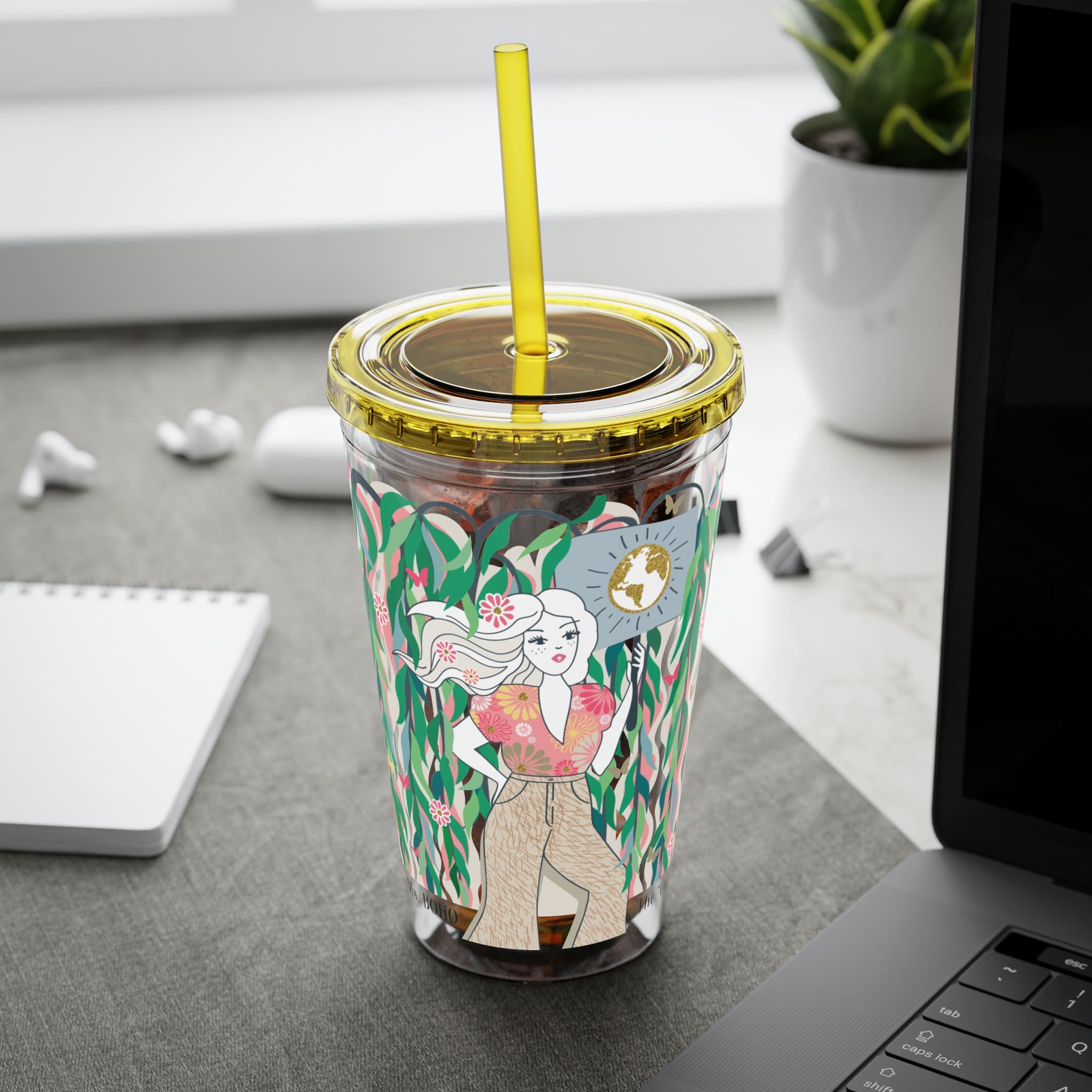 Ms. Boho Sunsplash Tumbler with Straw, 16oz - Image 30