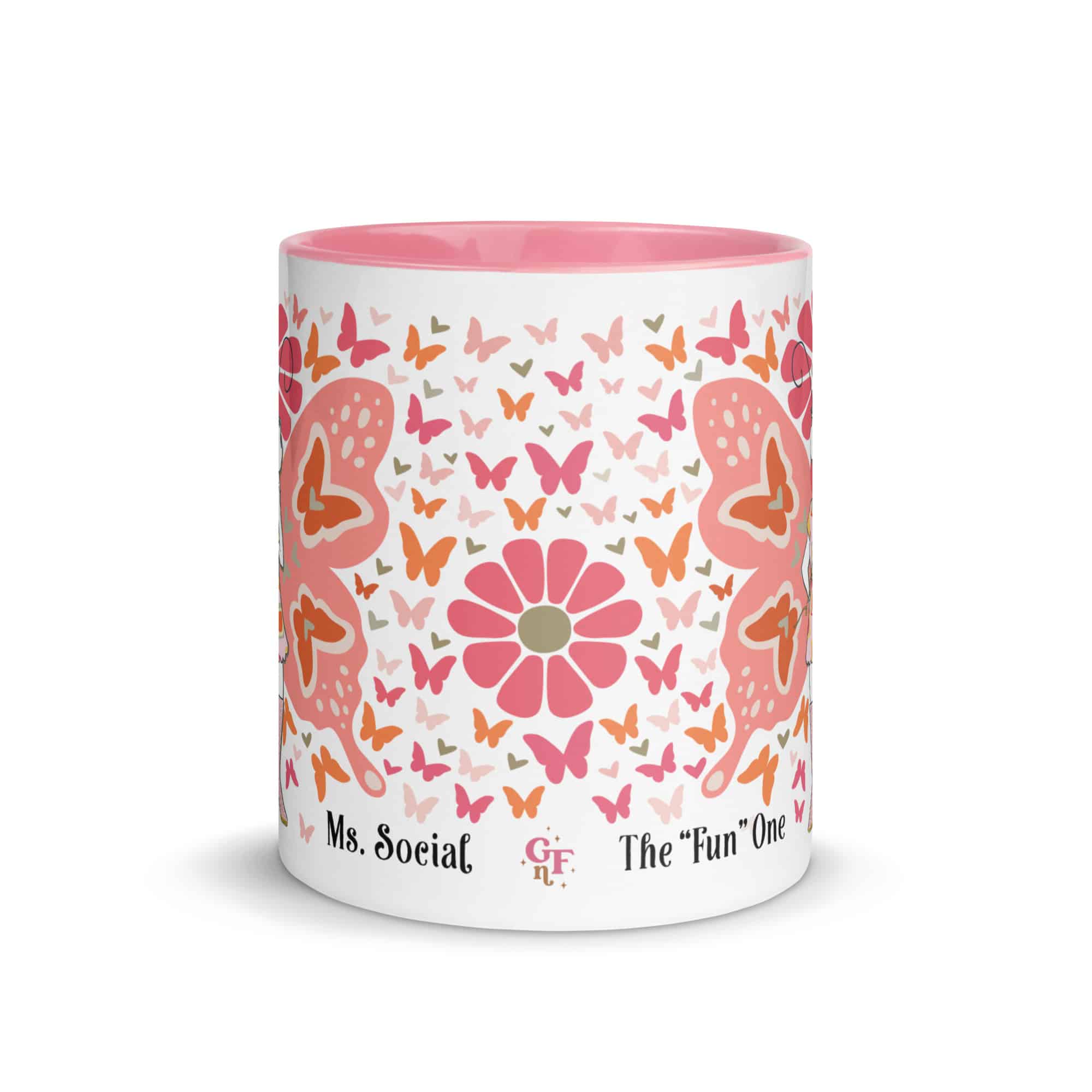 Ms. Social mug color inside front view - pink