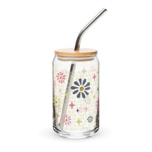 Far Out & Fabulous Can-Shaped Glass Dancing Daisies Sparkles - Gold - 2 Options